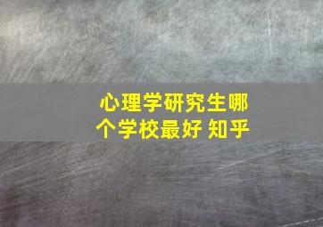 心理学研究生哪个学校最好 知乎